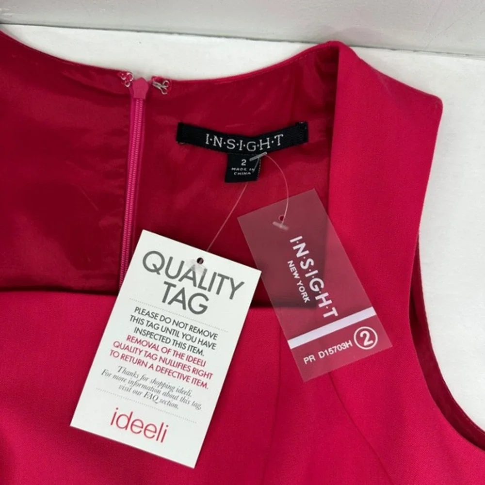 Insight New York Womens Fuchsia Pink Square Neck Sheath‎ Dress PR D15703H NWT 2